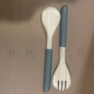 Versand bereit Natural Spun Bamboo Kleiner Löffel & Gabel Salat Server Guter Preis Küchen utensilien Set aus Vietnam Muster Geschirr