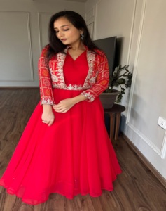 2024 Sommer Frauen Fox Georgette V-Ausschnitt Kleid gewebt Festival Bandhej lange lässige Arbeits kleid wasch bar solide & <span class=keywords><strong>Patchwork</strong></span>-Muster