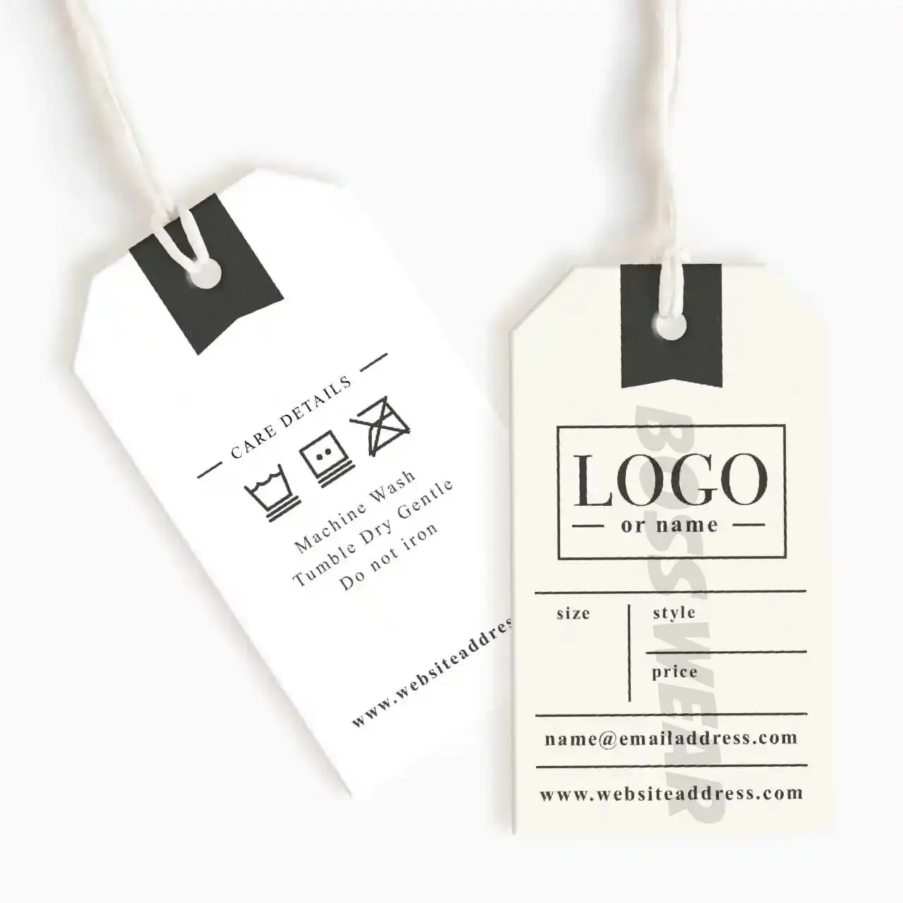 Mode feuille d'or cartes de voeux Logo Laser papier vêtement balançoire étiquette volante carton en relief personnalisé vêtements étiquettes volantes