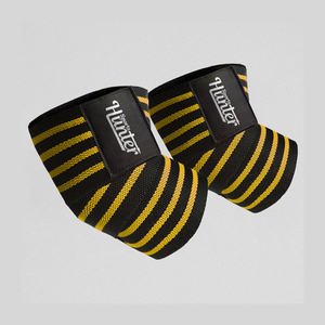 Qualidade Premium Algodão Pesado Elasticated Unisex Power Lifting Gym Elbow Wraps Compression Support Brace Strap Para Halterofilismo