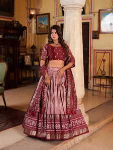 คอลเลกชัน lehenga choli ลาย Patola ดั้งเดิมแบบ2024สำหรับผู้ใหญ่ - Product Image 3