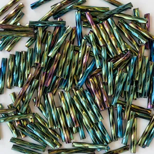 Tubular Fancy Crystal Glass <strong>Beads</strong> in Multiple Colors for <strong>Embroidery</strong> and <strong>DIY</strong> Projects Round Pattern Bulk Craft Supplies