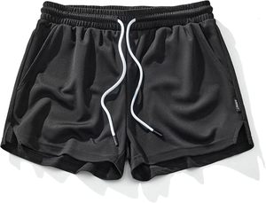 Pantalones cortos de malla personalizables para hombre, Cintura elástica de secado rápido, impresión por sublimación sólida informal de verano, MOQ bajo, cuerda de dibujo con logotipo personalizado - Product Image 5