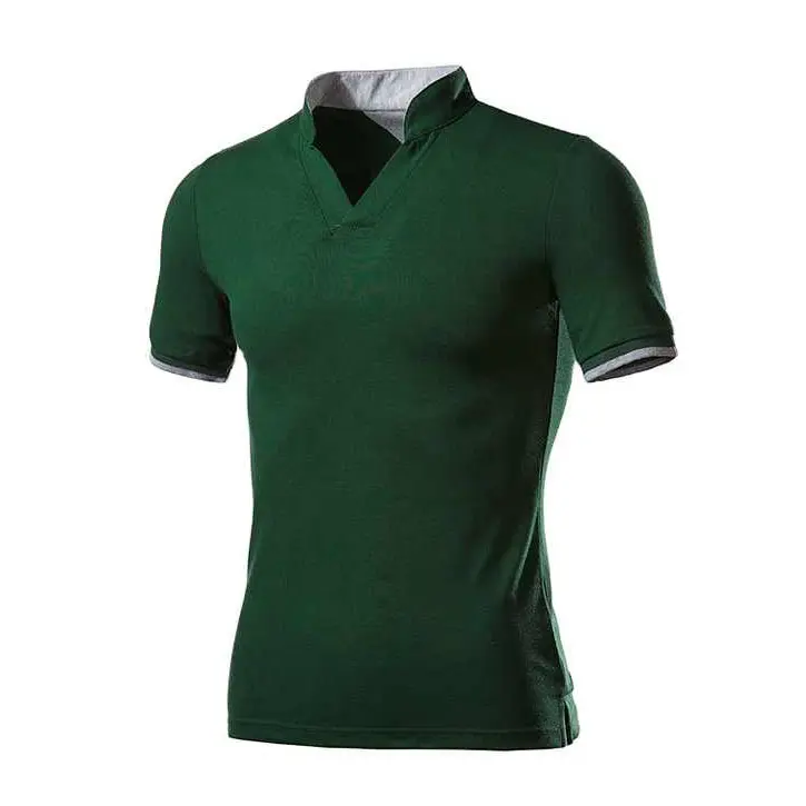 Camiseta Polo de cuello alto de alta calidad sin botón, camiseta Polo lisa de algodón sin etiqueta