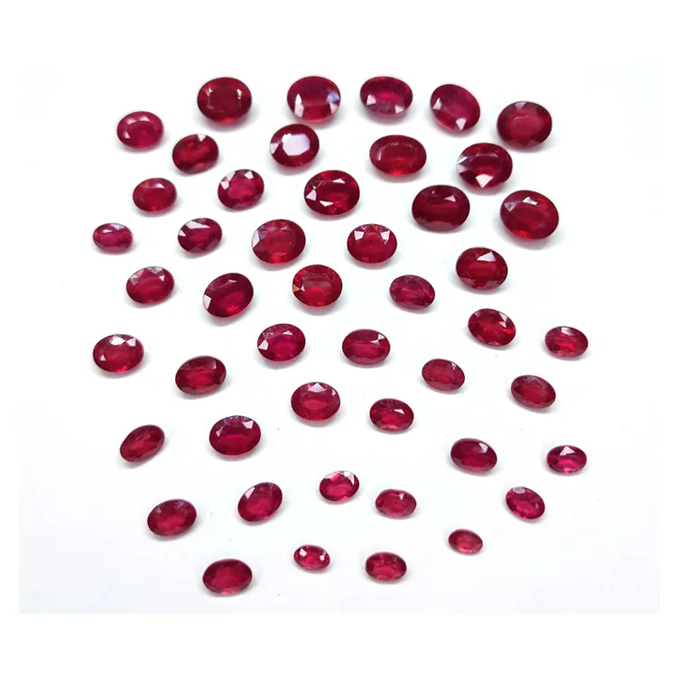 2022 Meist verkaufte 100% natürliche ovale Form Kalibrierte Größe Ruby Loose Gem stone für Schmuck Halskette Ringe