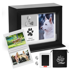 Cổ điển màu đen khung ảnh gỗ vật nuôi urn chôn cất Cung cấp thủ công đám tang động vật tro urns - Product Image 1