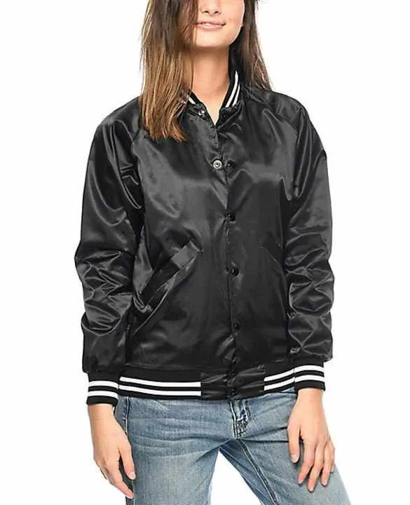 Mesdames Satin Varsities, Femmes Baseball Jackets Girls Bomber Jackets starter vestes manteaux chauds doublure matelassée poids léger