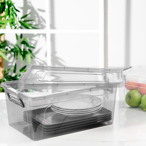 Caja de almacenamiento transparente apilable de 5L con tapa de bloqueo seguro, contenedor organizador de plástico duradero para despensa, nevera, cocina - Product Image 6