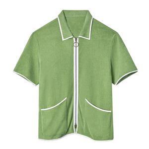 Yeşil standart sorunu Cabana gömlek ve Unisex Fit ile şort takımı Terry kumaş tasarım rahat yaz tarzı için mükemmel - Product Image 6