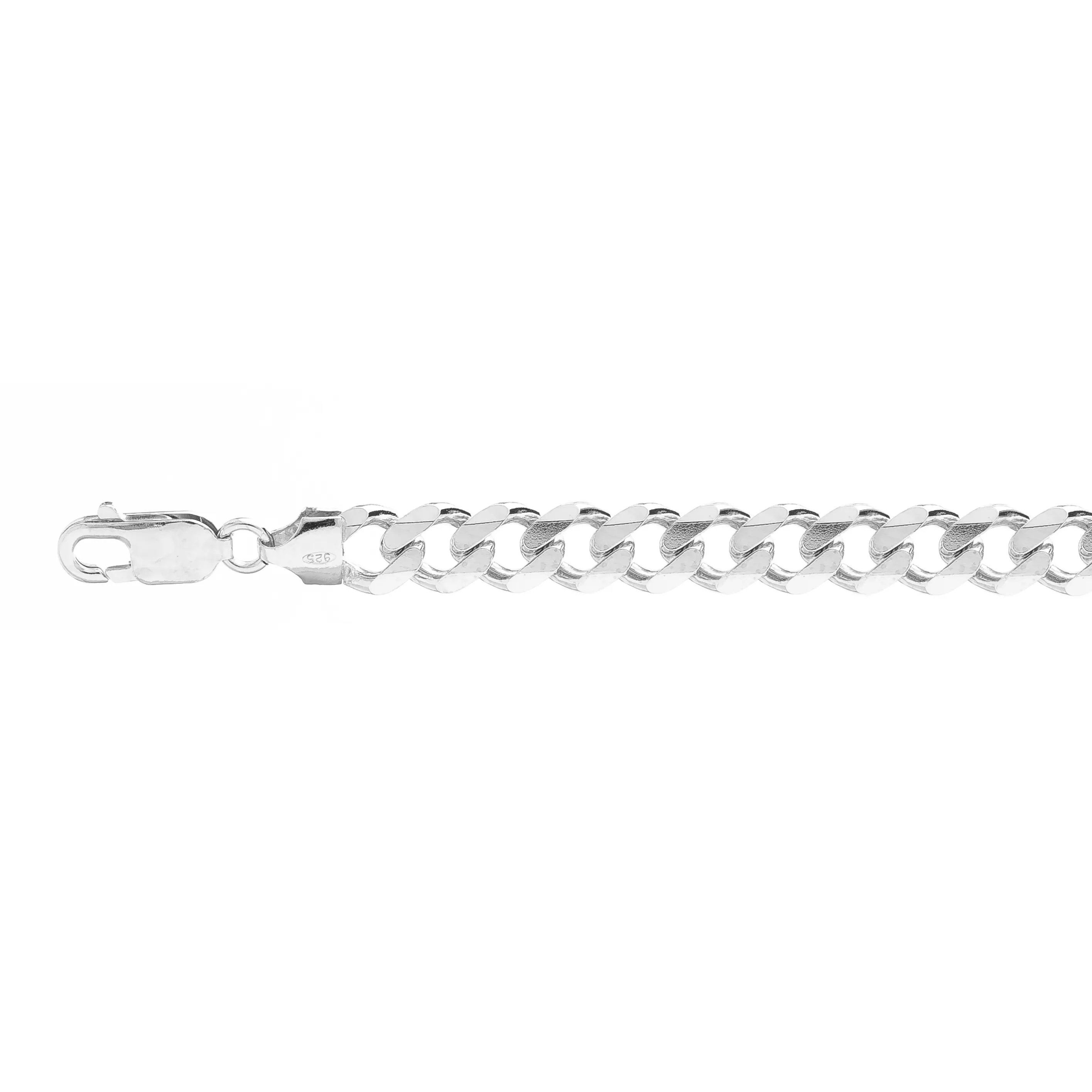 Collar de cadena bordillo de corte de diamante italiano de la mejor calidad 220 en plata fina 925 disponible por metro o tratamientos galvánicos terminados