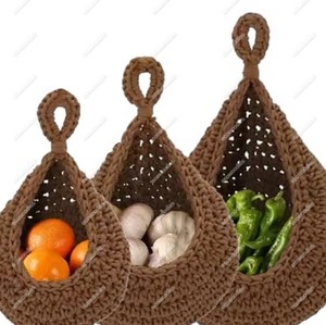 厨房储物挂素篮草编花篮3层墙办公手工编织彩色棉线 - Product Image 1
