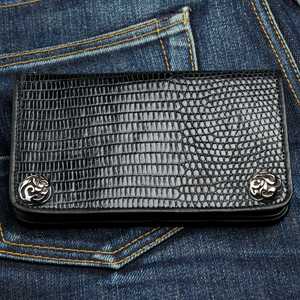 Lizard Skin Biker <strong>Wallet</strong> Premium Cowhide Leather <strong>Custom</strong> Logo Embossed Biker <strong>Wallet</strong> Chain Genuine Leather <strong>Wallets</strong> - Product Image 5