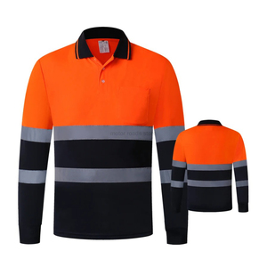 Hi Hi Viz Polo gömlekler Polyester Made uzun kollu iş elbisesi gömlek ile flaş LED çizgili ağır iş elbisesi Polo gömlekler