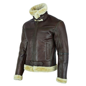 Mens B3 Bomber Aviator Shearling Sheepskin Leather <strong>Jacket</strong> - Product Image 6