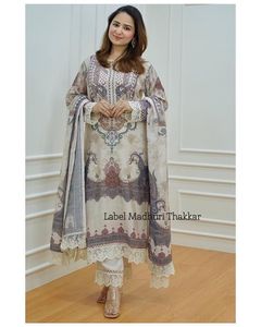 Zarif çapraz Muslin ipek tasarımcı <span class=keywords><strong>Kurti</strong></span> <span class=keywords><strong>Set</strong></span> şenlikli aşınma-hint ve pakistan tarzı sevk hazır - Product Image 4