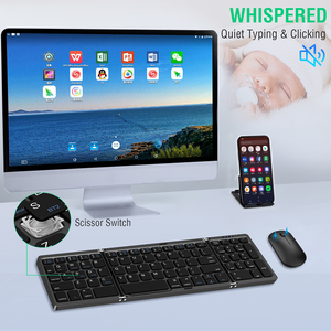 Combo de teclado y ratón plegable de 3, recargable, 2,4G + BT, ultradelgado, 81 teclas, combo de teclado y ratón inalámbrico de ordenador portátil - Product Image 4
