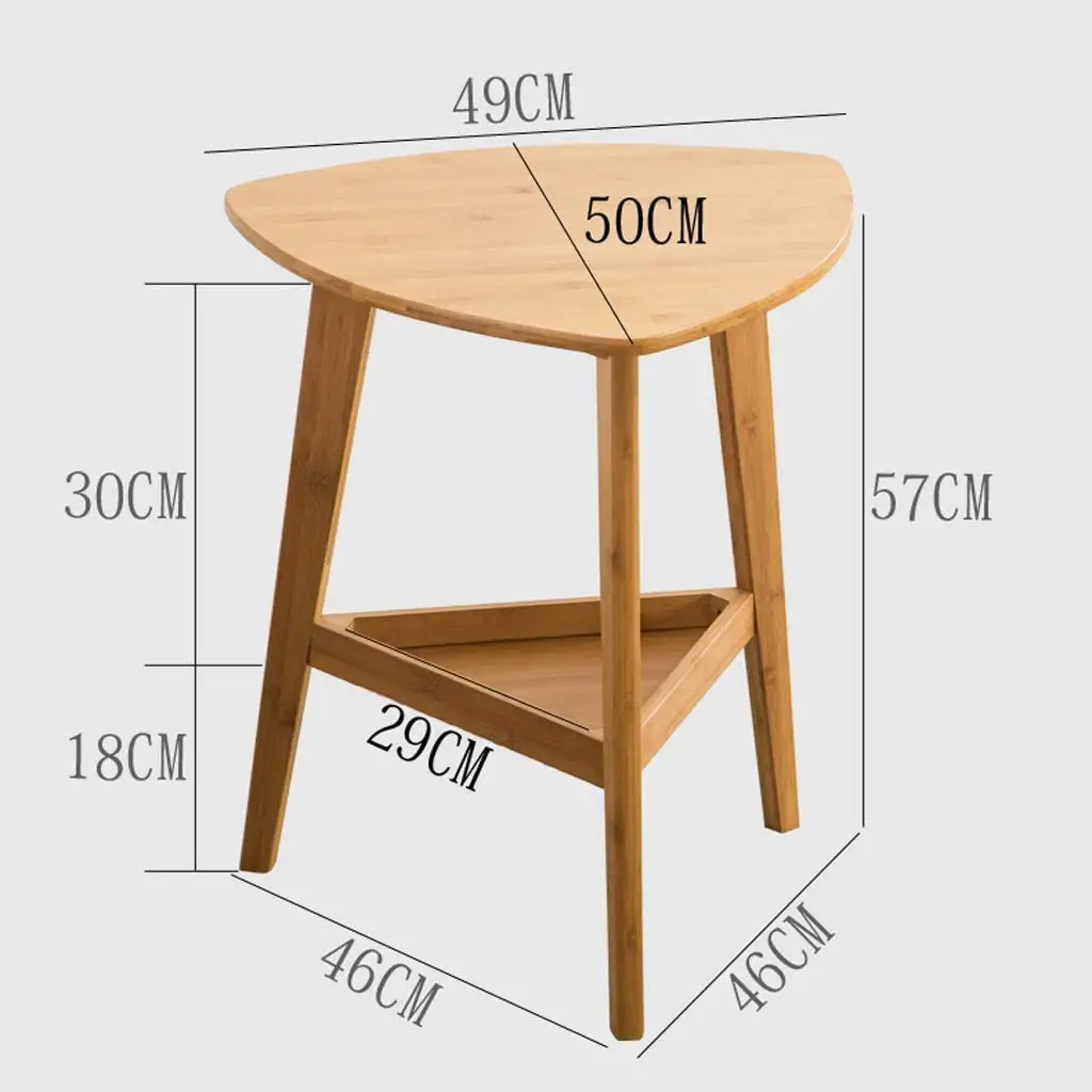 Günstiger Preis OEM ODM 2 Tier Bambus Aufbewahrung tisch Lässiger Couch tisch Bambus Beistell tisch mit dreieckigem Tablett