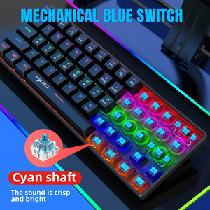 HXSJ Portable 60% Blue LED Backlit Mini Wired Gaming <strong>Keyboard</strong> USB Interface Compatible with for Windows Laptop PC Mac Office <strong>Use</strong> - Product Image 5