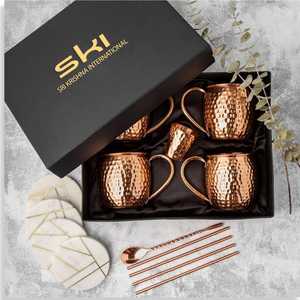 koi High Quality 450ml Pure Copper Moscow Mule Mug for Coffee Hot Cold Smoothies Cocktail Mocktail Drink Serveware <strong>Cups</strong>