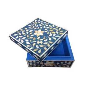 Blue Handmade Rectangular Wood Storage Box High Quality Bone <strong>Inlay</strong> with Mother Pearl Diamond Best <strong>Price</strong> Bone <strong>Inlay</strong> Jewelry Box - Product Image 3