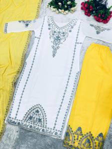 NEW DESIGNER HEAVY FAUX GEORGETTE PAKISTANI COLOR SUIT SET FULL HEAVY EMBROIDERED <strong>CODING</strong> <strong>SEQUENCE</strong> WORK CASUAL WEAR DRESS SUIT