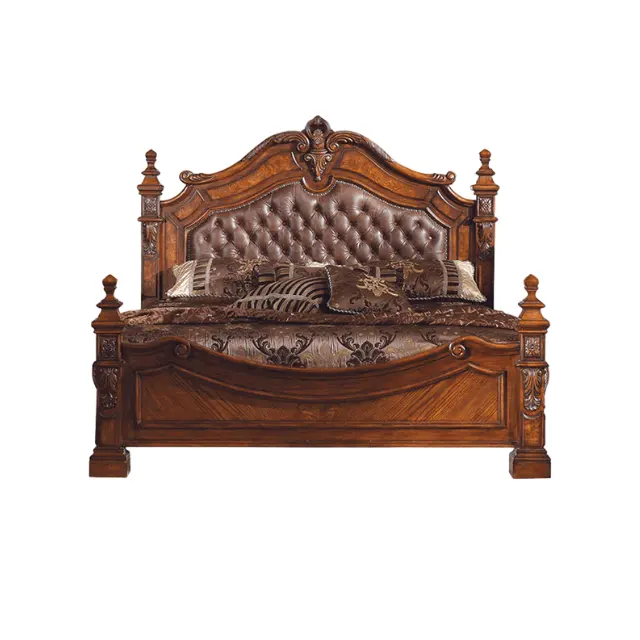 מלך מיטה כפול מודרני מיטת ריהוט לחדר שינה סט מיטת עץ ריהוט למכירה ישירה ייצור אינדונזיה רהיטים