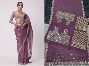 Bollywood Blockbuster Original Mirror Design Georgette Saree for Comfortable Wedding and Party Occasion at <strong>Best</strong> Prices - Product Image 6
