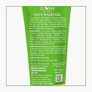 ג 'ל לשטוף את הפנים שמש מועשר עם aloevera, neem & <span class=keywords><strong>tulsi</strong></span> לניקוי, מניעת פצעונים & הסרת שמן נוסף | לחות