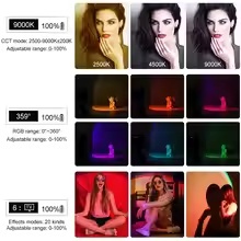 <strong>E</strong>-Reise <strong>RGB</strong> Sunset Lamp Video Light <strong>LED</strong> Romantic Projector Lamp Live Broadcast Atmosphere Projection Light for Studio
