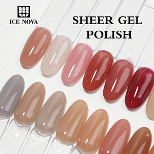 ICE NOVA Sheer <strong>Gel</strong> Polish Milky <strong>Pink</strong> Jelly Hema Free Transparent Semi Transparent Nude Varnish Gentle Suitable Spring and Summer - Product Image 6