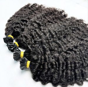 100% 未処理の化学もつれのないビルマカーリーKtip自然な色フラットチップヘアエクステンション - Product Image 1
