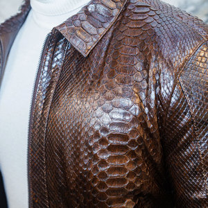 In New Stock Low MOQ Python Leather <strong>Jacket</strong> Oem Service Manufacturer Python Leather <strong>Jacket</strong> - Product Image 5