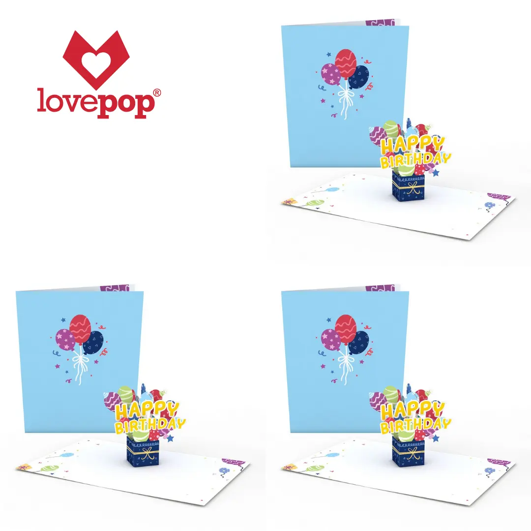 Cartão pop-up de fábrica com estampa personalizada de flores, cartão de visita com design exclusivo para casal, feriado para ela