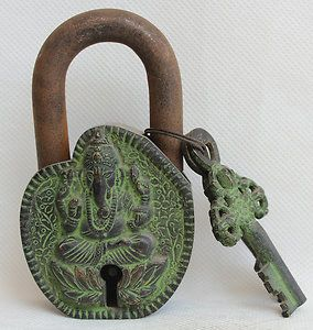 Antika dökme demir anahtarlı kilit eski moda kilit ve anahtar-eski bagaj kilidi tam fonksiyonlu Vintage tarzı asma kilit antik bronz - Product Image 2