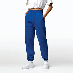 65% Cotton 35% Polyester Relaxed Fit High Waisted Recharge Boyfriend Jogger <strong>Royal</strong> Blue Women's Tracksuit <strong>Bottoms</strong> - Product Image 1