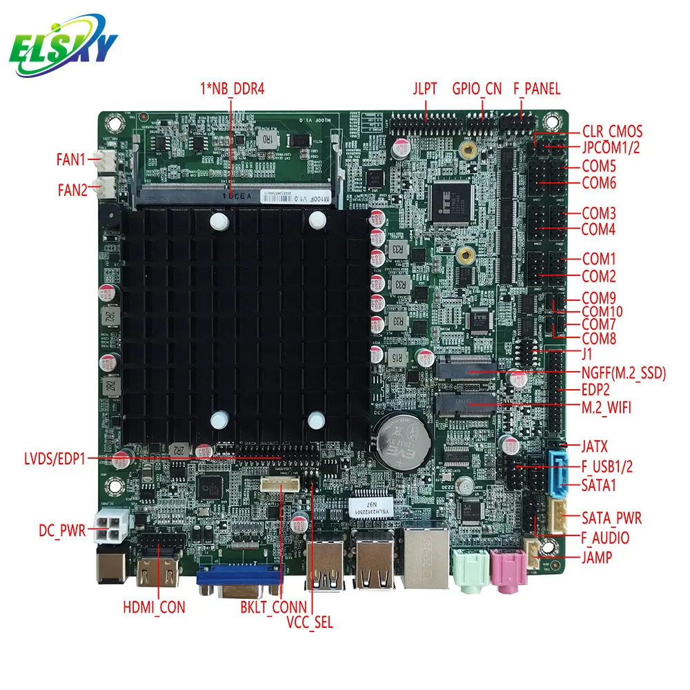 ELSKY motherboard for computers M100F with processor Alder Lake N100 N97 N305 DDR4 MAX 16G 2/6/10*COM VGA/DP HD_MI LVDS/EDP