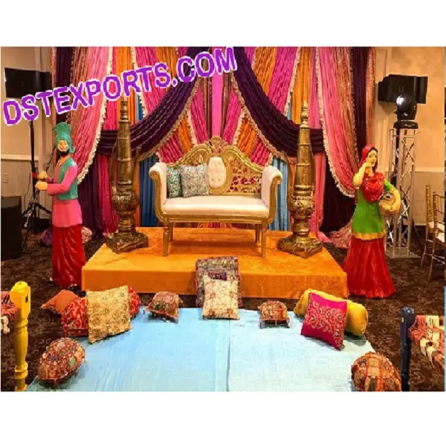 Adereços de decoração para festa punjabi, itens punjabi, decoração de casamento, personagens mehndi/sangeet, adereços de decoração colorida para festa de heena