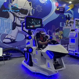 商用VRゲーム1プレーヤーバーチャルリアリティ360ローラーコースターVrサンダーファイター、フライトジョイスティックとレーシングステアリングホイール付き