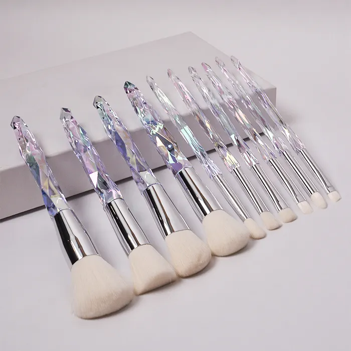 Vente en gros de pinceaux de maquillage synthétiques végétaliens, bois véritable technique sans cruauté, ensemble de pinceaux de maquillage professionnel à perles