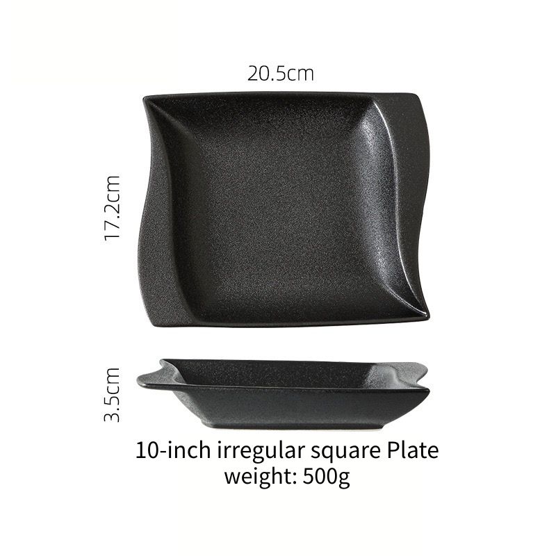 Assiette carrée irrégulière de 10 pouces