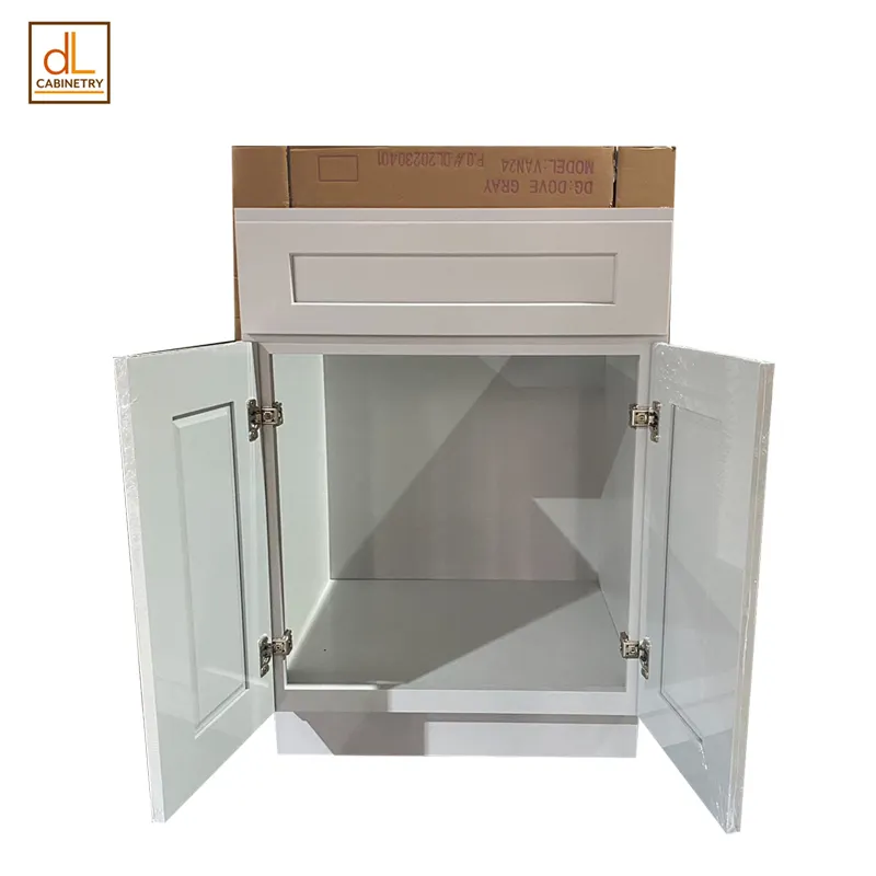 DL Cabinetry Standard Size Shaker Style Door RTA Modular Modern Design Painted Light Grey Kitchen Cabinet Stock in USA