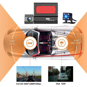 Melia 3 canales HD 1080p coche DVR con pantalla IPS 3 lentes vehículo Dash Cam doble lente Dashcam videocámara tres vías grabadora de vídeo - Product Image 6