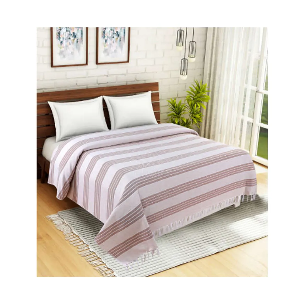 Conjunto de lençóis de algodão Queen size confortável feito à mão, lençol plano luxuoso em cores personalizadas com capas para uso doméstico
