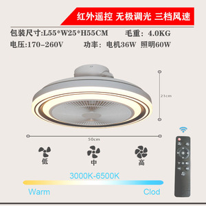 Ventilador de techo con luces Led para el hogar, dispositivo de ventilación moderno con música RGB, Control por aplicación de voz y Bluetooth, luces de techo inteligentes - Product Image 5