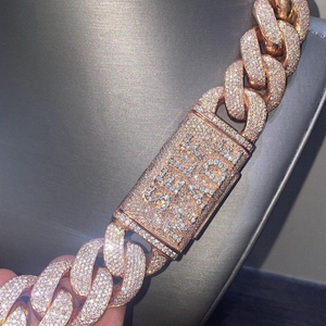 10K gül altın küba bağlantı kolye 20mm buzlu zincirler doğal elmas Hip Hop takı koleksiyonu en iyi fiyatlar ince erkek zincirleri - Product Image 3