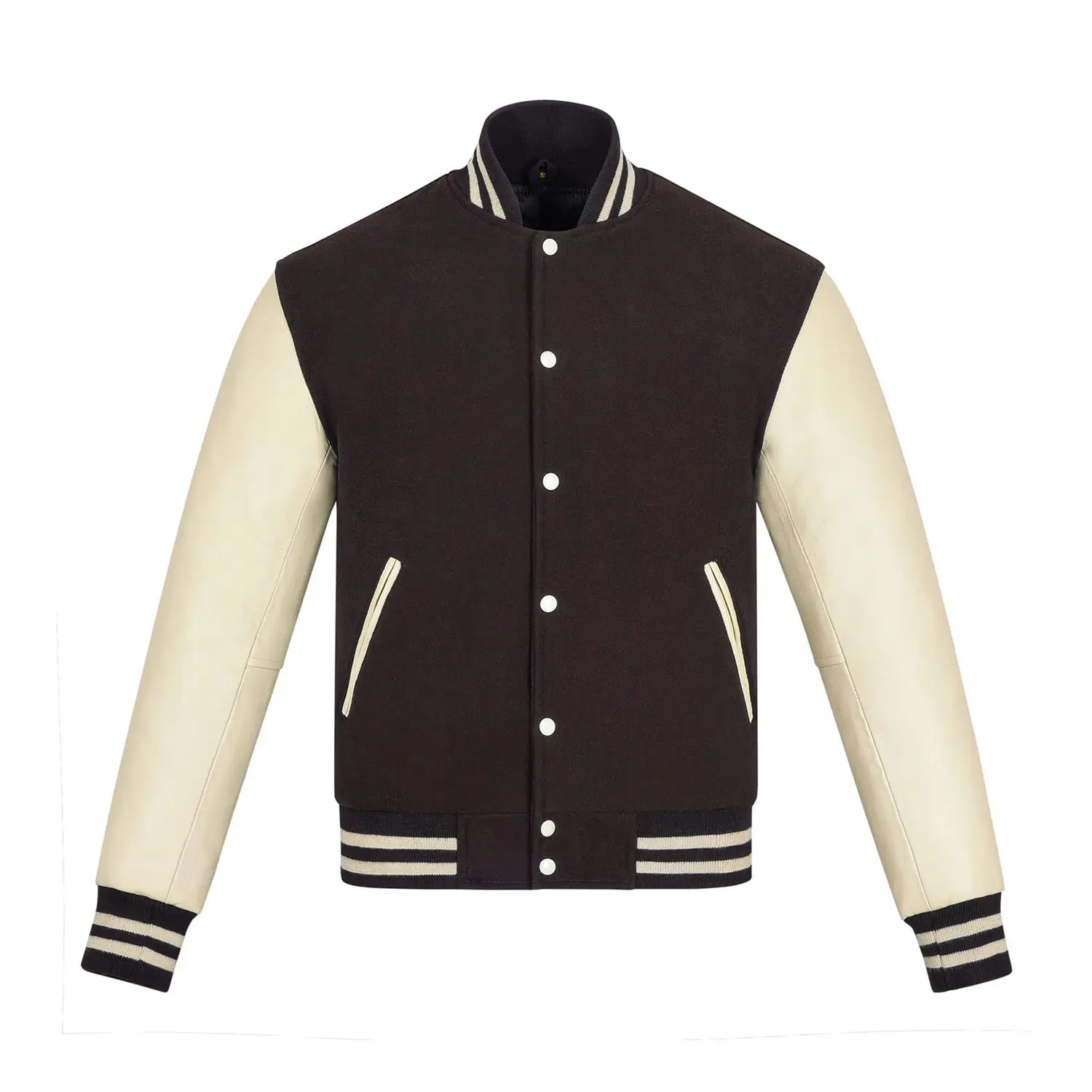 100% cuerpo de lana mangas de cuero Letterman chaqueta bajo MOQ bordado vintage béisbol Letterman Varsity chaqueta para hombres