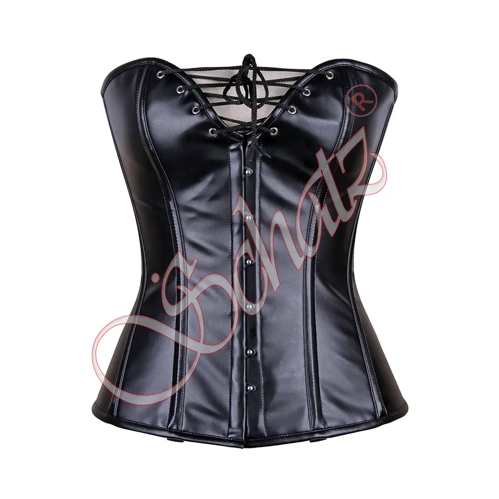 Fullbust Faux Cuir Avant Busk Deep Plunge Corset Avec Top Laçage 2024 Top Design Sous-Vêtements Shaper