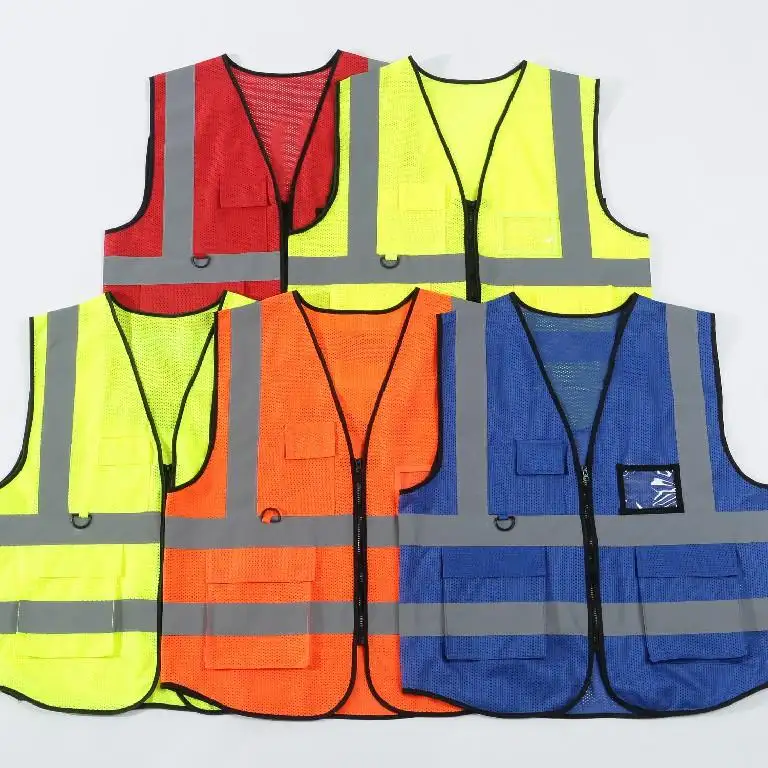 Ropa de punto de poliéster 100% sin mangas, trabajo con múltiples bolsillos, ropa de trabajo para hombre, chaleco reflectante de seguridad Hi Viz, fabricación