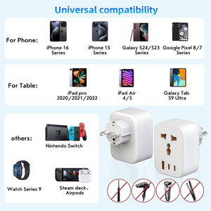 Adattatore da viaggio in tutto il mondo con porte USB di tipo C UK/EU/US/AU europea funzione Plug Pd protezione OTP per uso energetico internazionale - Product Image 5