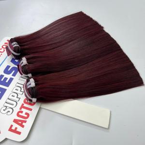 ベトナムの骨ストレートヘアエクステンション赤ワインカラーマシン横糸毛短い長さ8-12インチから卸売価格